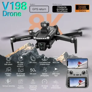 For Xiaomi V198GPS Drone ESC 8K Profesional Brushless Laser obstacle avoidance Aerial Optical Foldable Quadcopter Mini Dron New