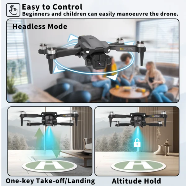 TD12Pro 5GHz WIFI FPV Drone With 1080p HD Camera, 2 Batteries 360° Flip RC Quadcopter Professional Brushless Motor UAV CO - Image 4